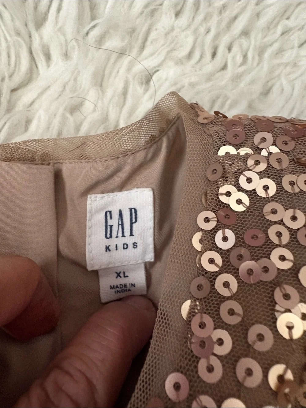 GAP Girls Rose Gold Sequin A-Line Dress XL